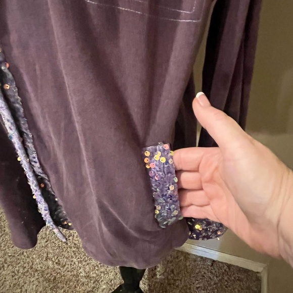 JK Oversized Purple  Button-Up Shacket with sequin detailing at pockets, size M - Picture 4 of 10